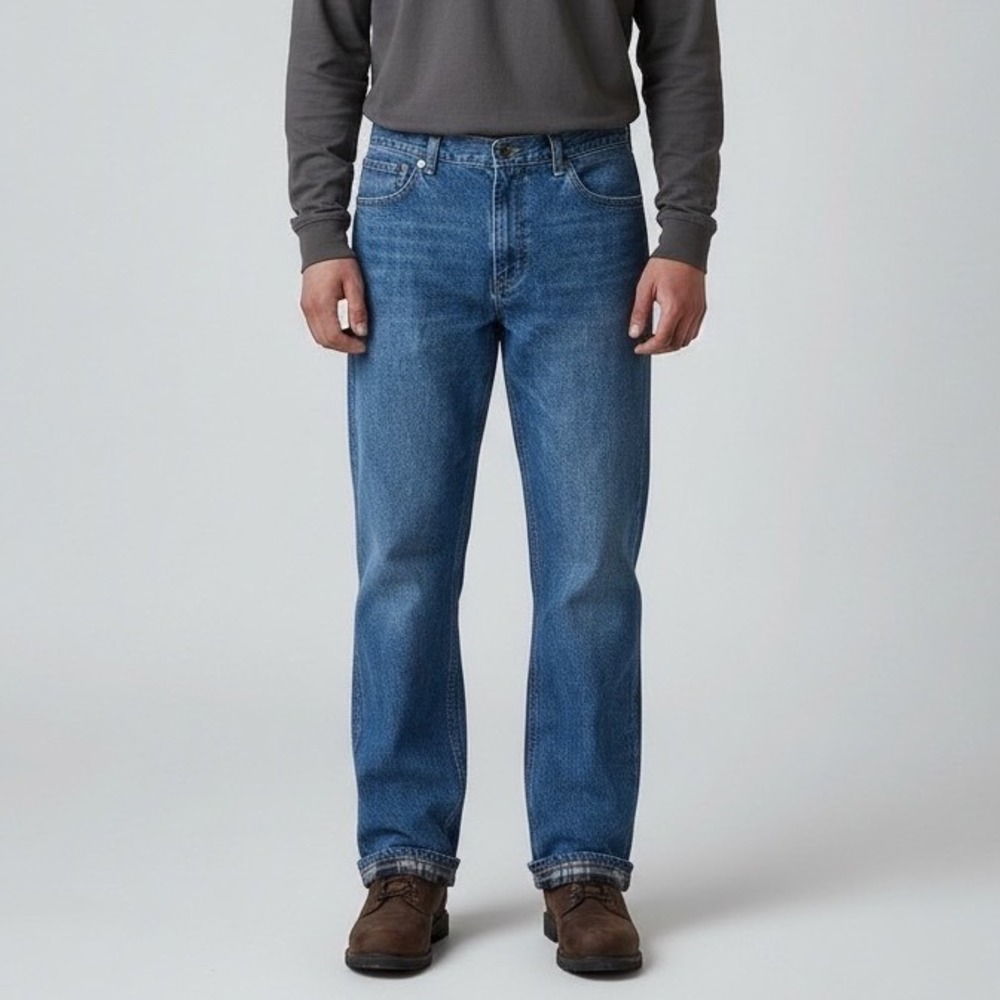 Carhartt Mens B172 DST Relaxed Fit Flannel Lined Jeans Blue Denim 34x32